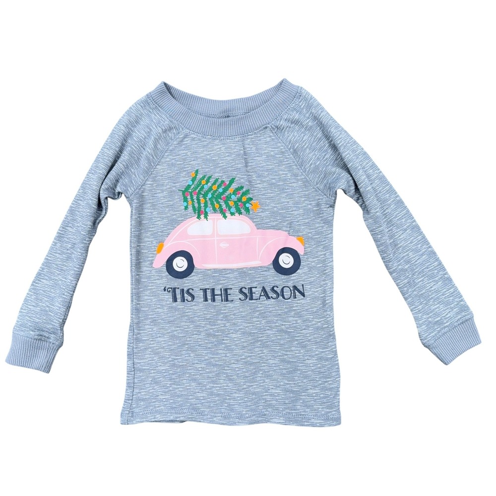 Jaclyn Intimates Toddler Girls‎ 2T Christmas Pajama Top Blue Tis The Season Car